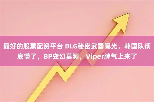 最好的股票配资平台 BLG秘密武器曝光，韩国队彻底懵了，BP变幻莫测，Viper脾气上来了